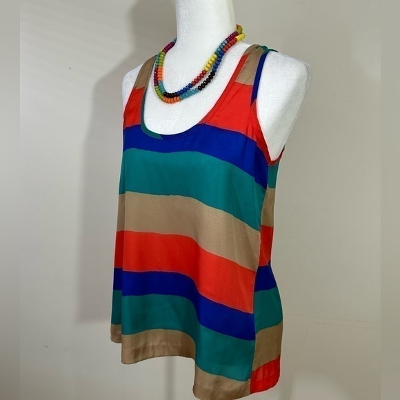 Jack sz sm sleeveless top in a silky look multi colored  Back is a wrap style - Picture 3 of 14
